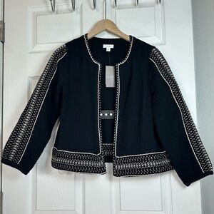 NWT J.Jill Pure Jill Embroidered Cotton-Gauze Jacket‎ • Black Multi • Small